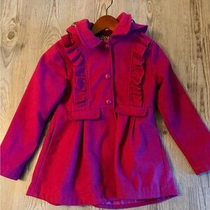 Pink Platinum Fuchsia Ruffle Pea Coat